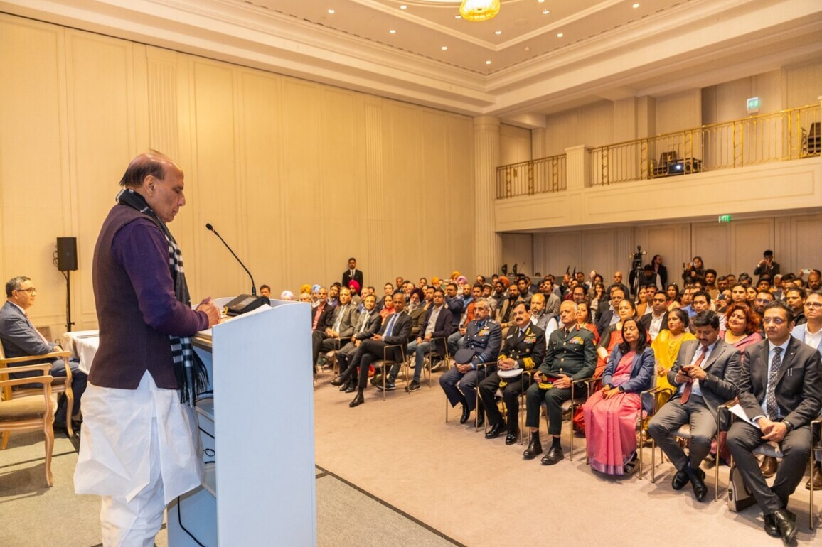 Defence Minister Rajnath Singh attends Indian community event; Interacts with Indian diaspora at Embassy in Berlin