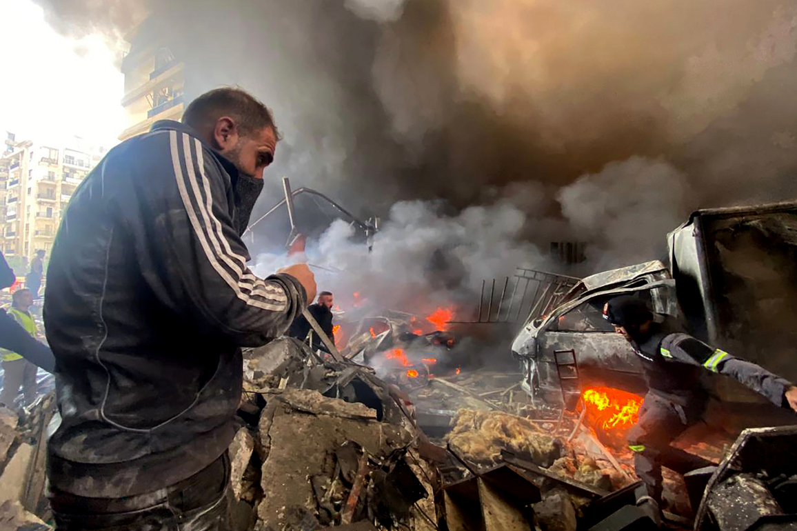 LEBANON-BEIRUT-AIRSTRIKE-FIRE