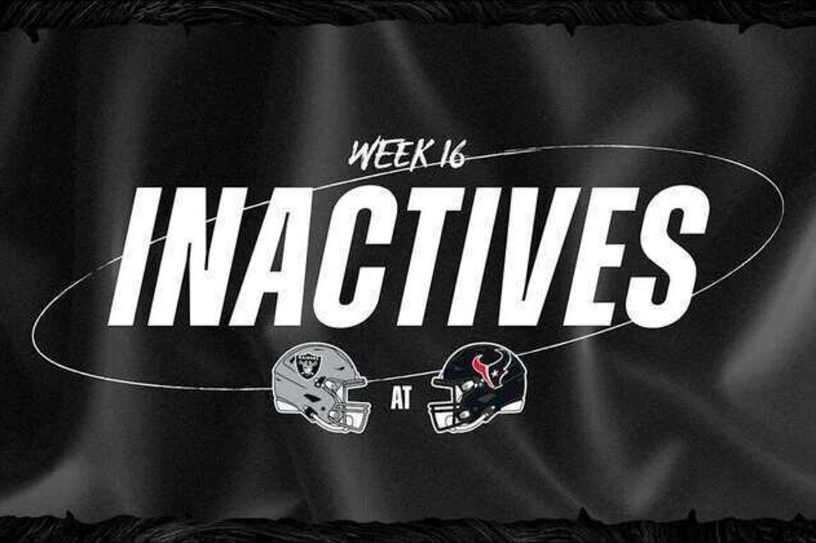 Las Vegas Raiders Week 16 Inactives vs. Houston Texans