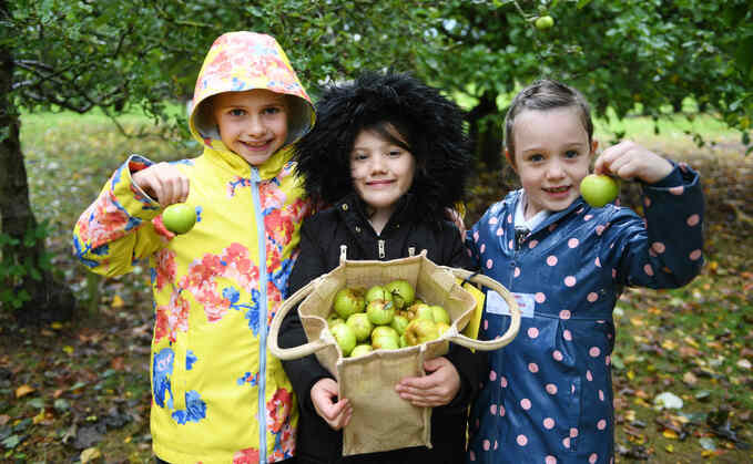 Primary School pupils enjoying a visit to the Great Yorkshire Showground's orchard