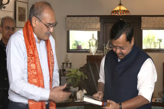 BJP President Nitin Nabin meets FICCI Chair Dr Harsh Mahajan, former cricketer Madan Lal in Delhi
