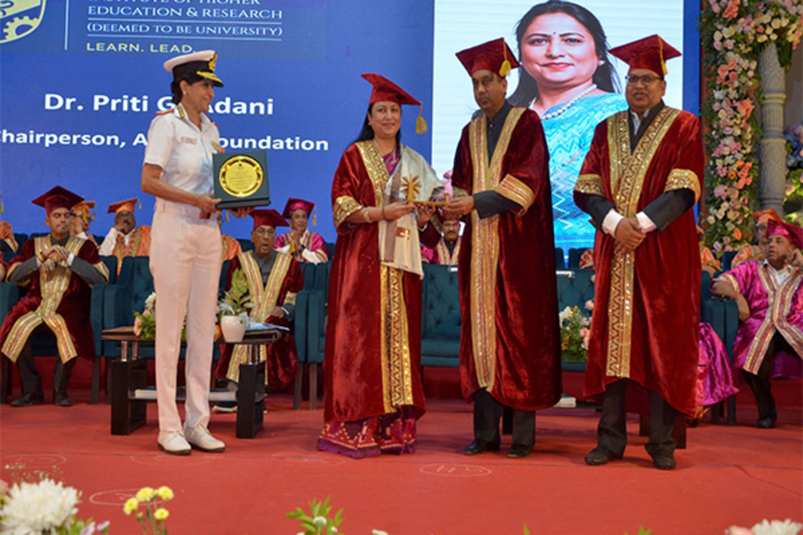 Adani Foundation Chairperson Dr Priti Adani conferred doctorate by Datta Meghe Institute of Higher Education & Research Wardha