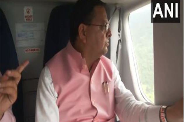 Uttarakhand CM Dhami conducts aerial survey of flood-hit areas of Uttarkashi