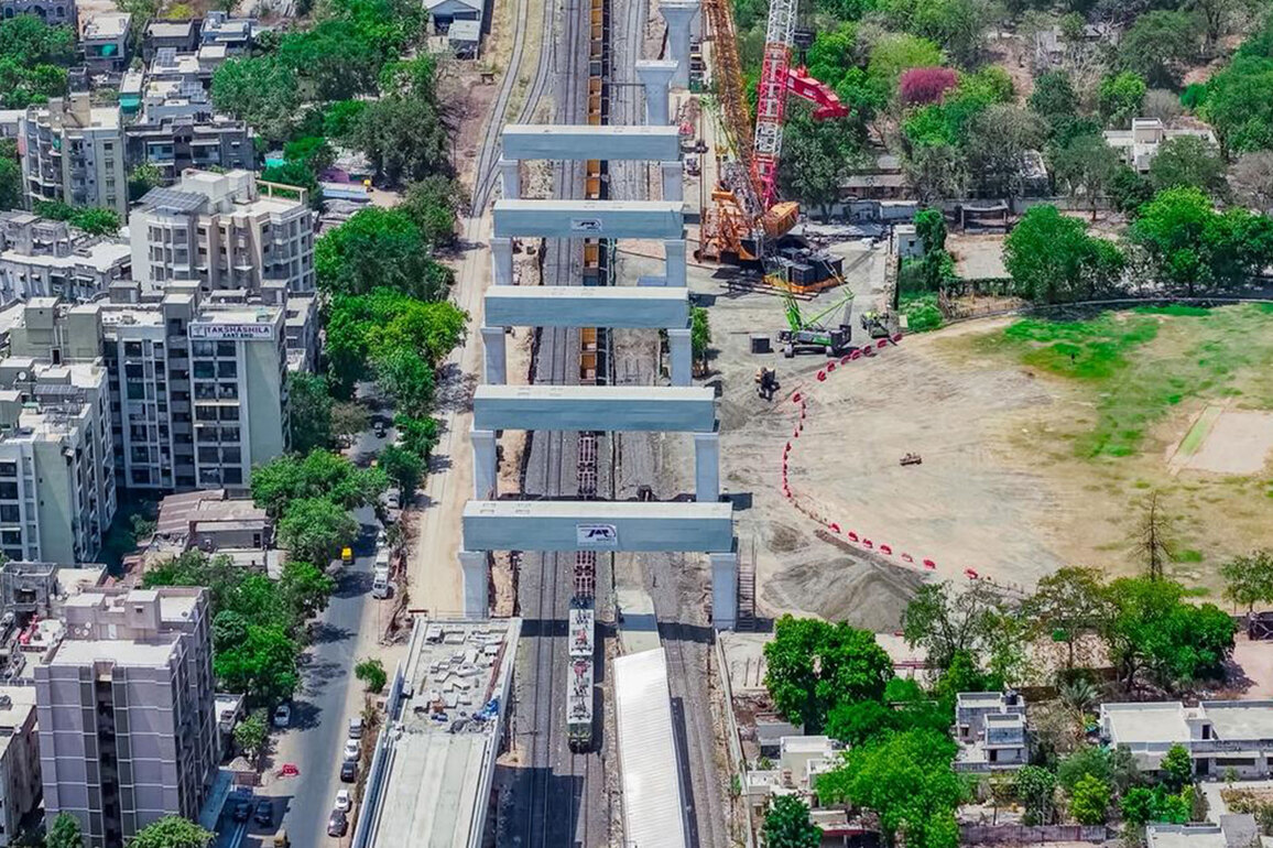 Mumbai-Ahmedabad bullet train project installs five heavy portal beams over Ahmedabad tracks in 22 days