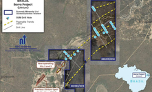 Mapa com programa de sondagem no projeto de lítio Barra Summit Minerals