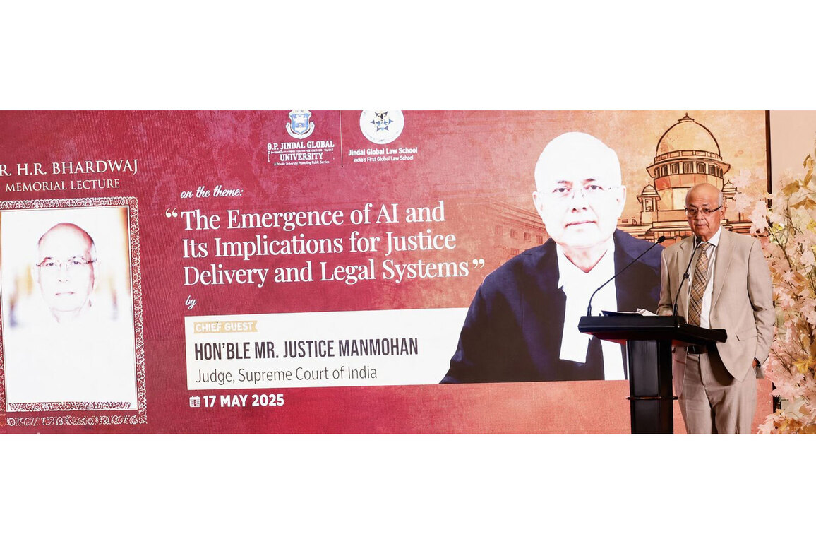 AI Needs Institutional Oversight and Enforceable Accountability in Law: Justice Manmohan, Judge, Supreme Court of India at H.R Bhardwaj Memorial Lecture at JGU