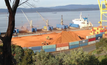 ABX stockpiles at the Bell Bay port in Tasmania.