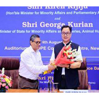 Union Minister Kiren Rijiju interacts with special guests of Independence Day 2025 program