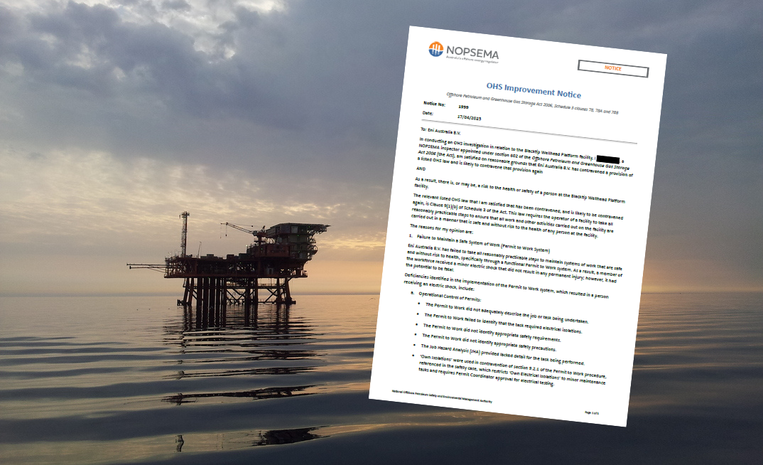 Eni handed improvement notice by offshore regulator