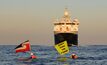  Greenpeace International has staged a peaceful protest challenging a UK Royal Research Vessel