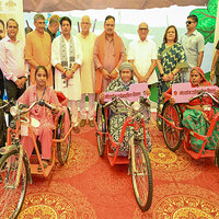Rajasthan CM Bhajanlal Sharma distributes motorised tricycles to specially-abled girls, women in Jamdoli