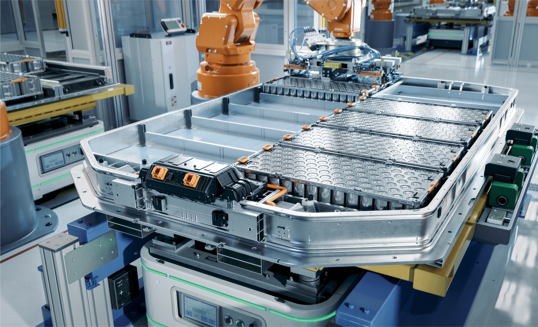 EV battery pack on production line