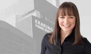 A symbol of the transition’s timing problem: Schneider Electric’s Lisa Zembrodt with Eraring Power Station in the background.