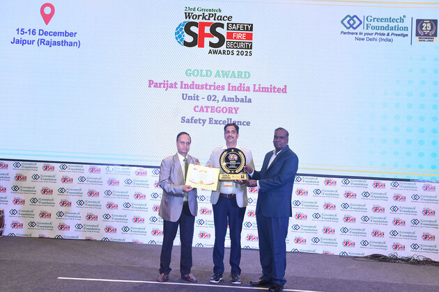 Parijat Industries' Unit 2, Ambala Receives Gold Award at the 23rd Greentech Workplace Safety, Fire & Security Awards 2025