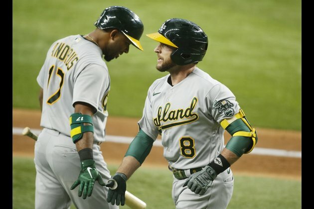 Jed Lowrie powers Athletics past Rangers