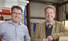  Kensa operations director Paul Eveleigh (left) and Cornwall Councillor Martyn Alvey with a shipment of Shoebox Heat Pumps