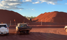 Bauxite Hills mine screened stocks ready to go onto barges (April 2020)