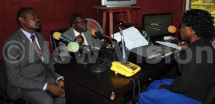  undibugyo  eoffrey ucunguzi  and rof arsis abwegyere  during a radio talkshow at  adio undibugyo on ednesday