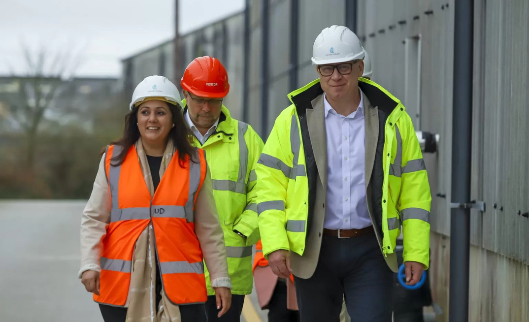 Minister Nusrat Ghani with Steve Double MP and Cornish Lithium founder Jeremy Wrathall Credit: Art School Media