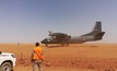 An Antonov-32 lands at the new airstrip at Orca Gold’s Block 14 gold project in Sudan