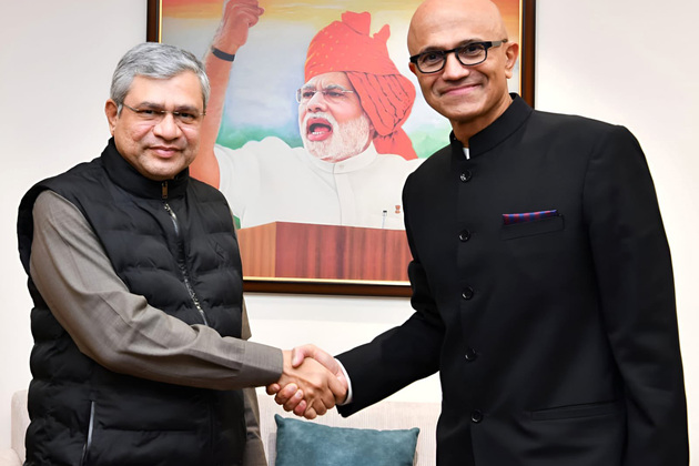 Ashwini Vaishnaw discusses AI, tech collaboration with Microsoft CEO Satya Nadella