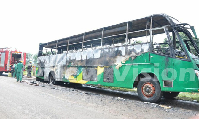 Kasese bus catches fire on highway Kasese bus catches fire on highway