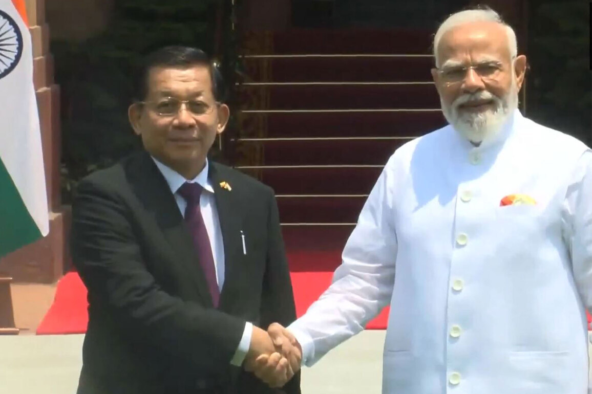 Prime Minister Narendra Modi meets Myanmar's President U Min Aung Hlaing