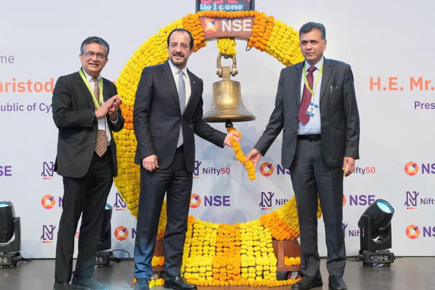 Cyprus President Nikos Christodoulides rings NSE bell during India visit