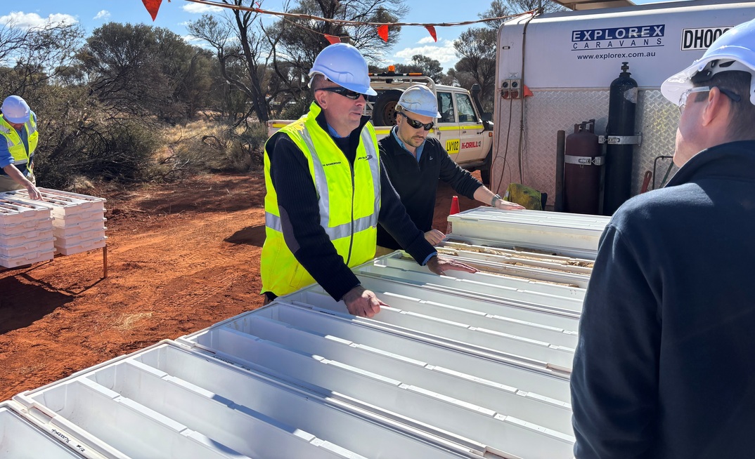 Inspecting core at Apollo Hill