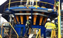 The Cavex hydrocyclone cluster being fitted.