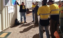 John Anderson (left) at an onsite briefing for government geoscientists at the Paris silver deposit on Eyre Peninsula. Photo courtesy John Anderson