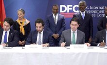 Front row at the signing ceremony, from left: DFC chief executive Ben Black; Mota Engil deputy chief executive Manuel Mota; Trafigura chief executive Richard Holtman; and DBSA group executive for transacting Mpho Mokwele