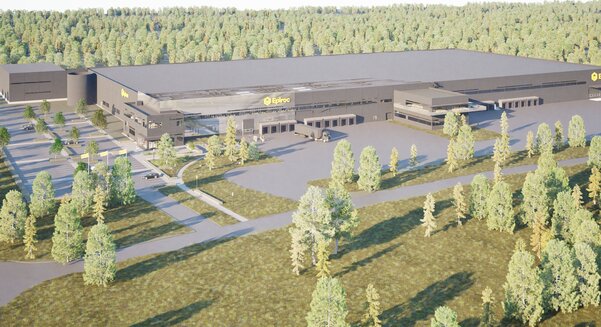 An illustration of the new distribution facility, in the Pilängen area of Örebro, Sweden