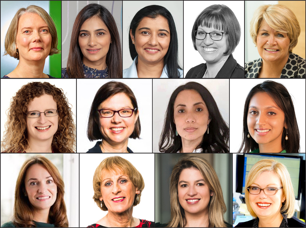 Top row: Eleanor Daplyn (Sackers); Manpreet Sohal (IGG); Prasheen Singh (RisCura); Kim Nash (ZEDRA); Rita Butler-Jones (LGIM) Second row: Jill Ampleford (LCP); Naomi L'Estrange (Vidett); Monique Matthys-Graaf (WTW); Laasya Shekaran (LCP) Bottom row: Julie Gray (Isio); Brenda Kite (Hymans Robertson); Samantha Gould (Now: Pensions); Julie Yates (Cartwright)