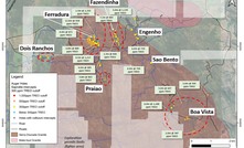 Mapa com alvos do projeto de terras raras Bluebush, da Alvo Minerals/Reprodução