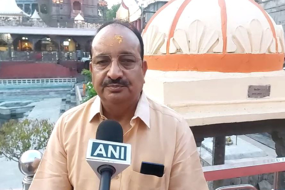 Uttar Pradesh minister Dinesh Pratap Singh attends 'Bhasma Aarti' at Mahakaleshwar Temple in Ujjain