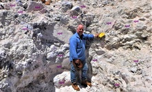 Tyranna advisor Peter Spitalny in the Giraul pegmatite field