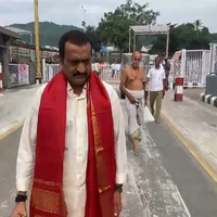 Telugu producer Bandla Ganesh offers prayers at Tirumala Venkateswara Temple