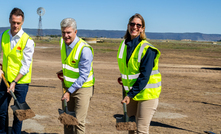 Chris Minns (centre) helping to get construction underway at Blind Creek