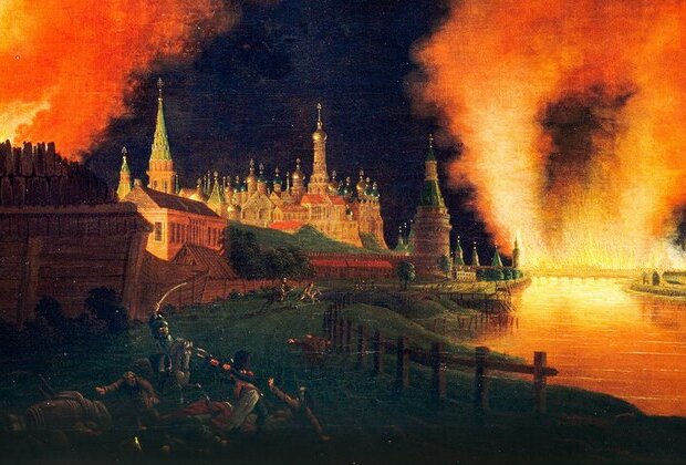 Who burned down Moscow in 1812