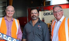 Queensland manufacturing minister Glenn Butcher (l) with Key Solution managing director Frank Attard and resources minister Scott Stewart. Photo courtesy of Queensland government 