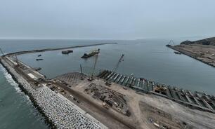 Mega porto de Chancay, no Peru, na etapa de construção