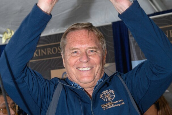 Contango Ore chief executive Rick Van Nieuwenhuyse with the first Manh Choh gold bar