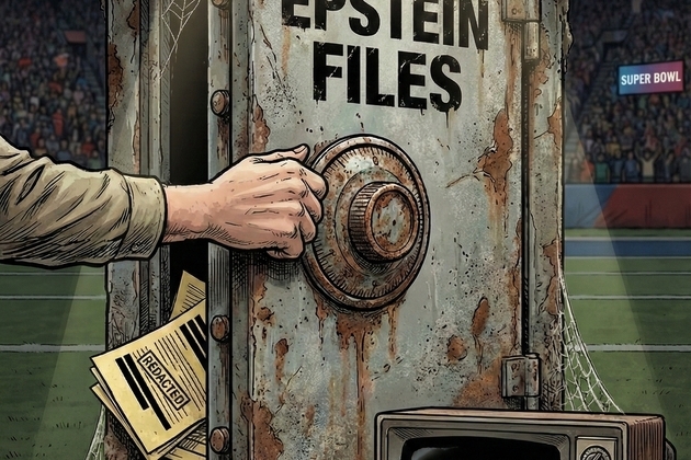 Cartoon | Epstein files protest reaches the Super Bowl