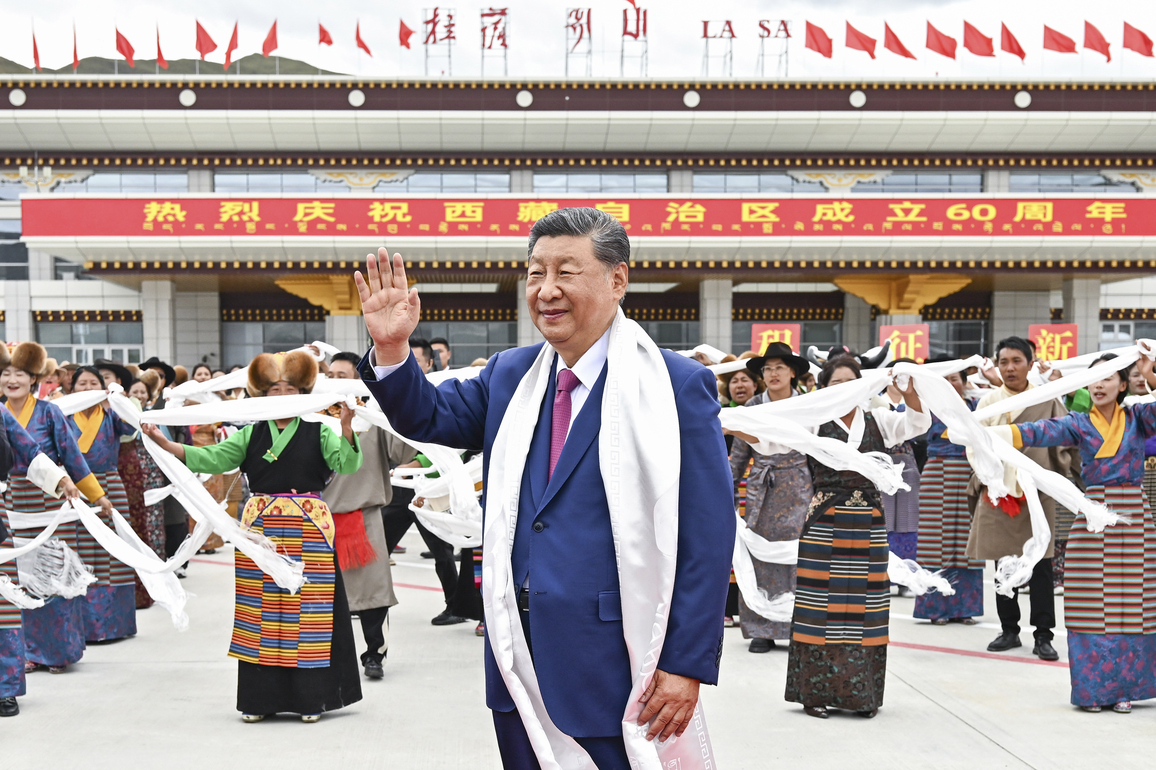 CHINA-XIZANG-LHASA-FOUNDING ANNIVERSARY-XI JINPING-ARRIVAL (CN)