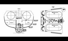  The design of the LNG fuel tanks at the upper deck level close to the engine room, part of the design launched by Woodside's JIP.