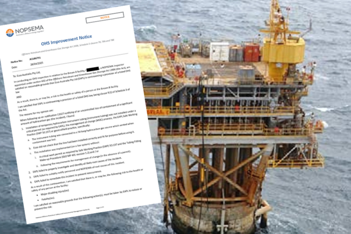 Esso handed improvement notice by NOPSEMA after Bream B issues