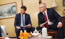 PM Scott Morrison and energy minister Angus Taylor stage a tea to discuss energy prices with concerned citizens. Image credit: Adam Taylor, office of the PM