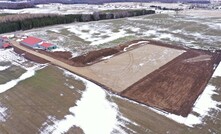  An aerial photograph of constructed site and access for the first NWMO planned borehole, near Teeswater, Ontario