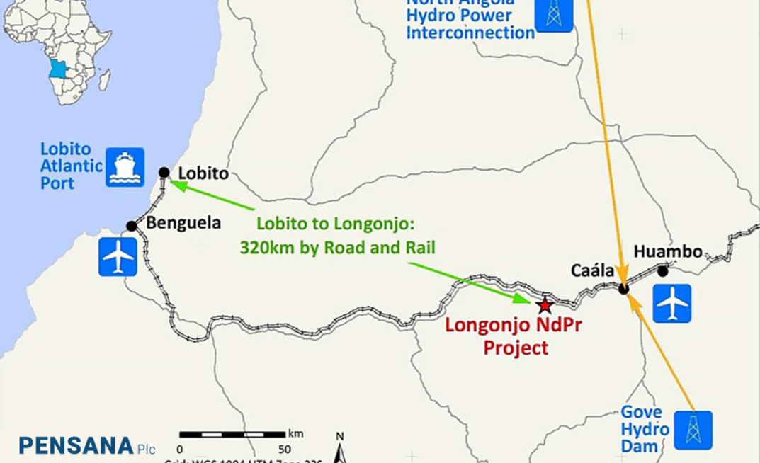 Longonjo is located next to the Chinese-built US$1.8-billion Benguela rail line which links the project with the Atlantic deep-water port of Lobito